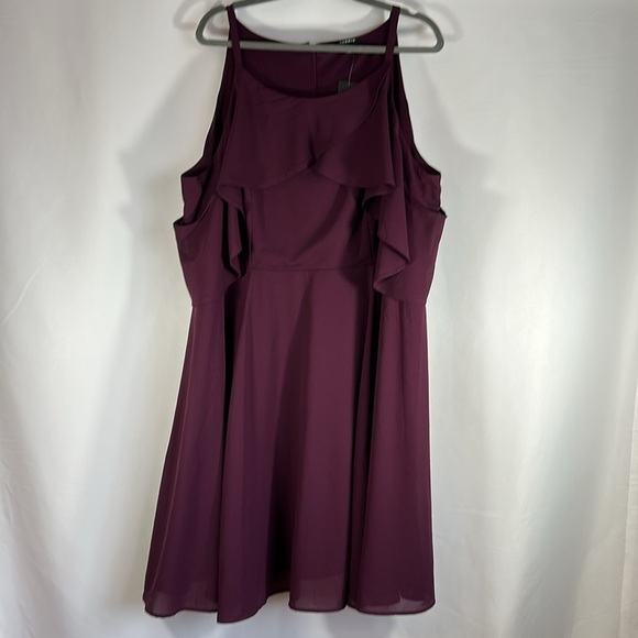 Torrid Purple Tulip Cold Shoulder Georgette Ruffled Dress NWT - Picture 2 of 7